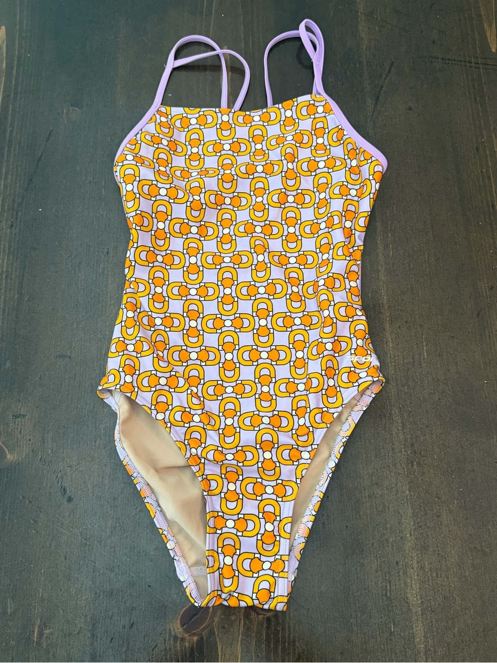 Sporti purple orange swim suit size 30, one piece